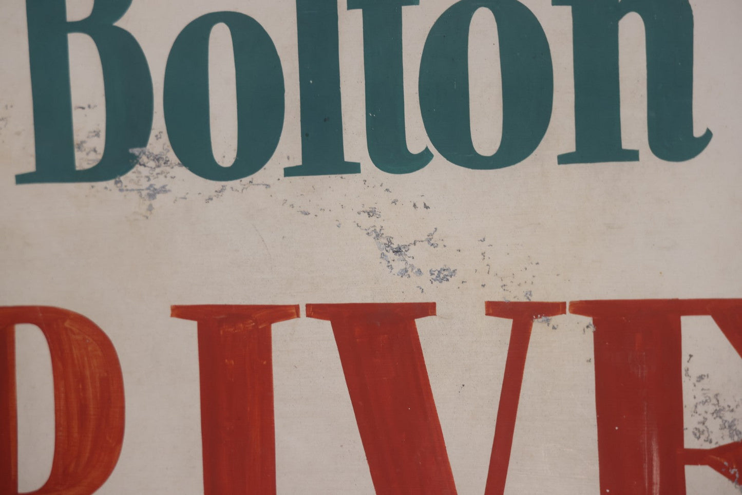 Vintage Hand Painted Sign For "The Bolton Pines Drive-In" Movie Theater, On Tin With Wood Frame, Cast Iron Hangers, Unknown Origin, Likely From New England, 52-1/2" x 27-3/4"