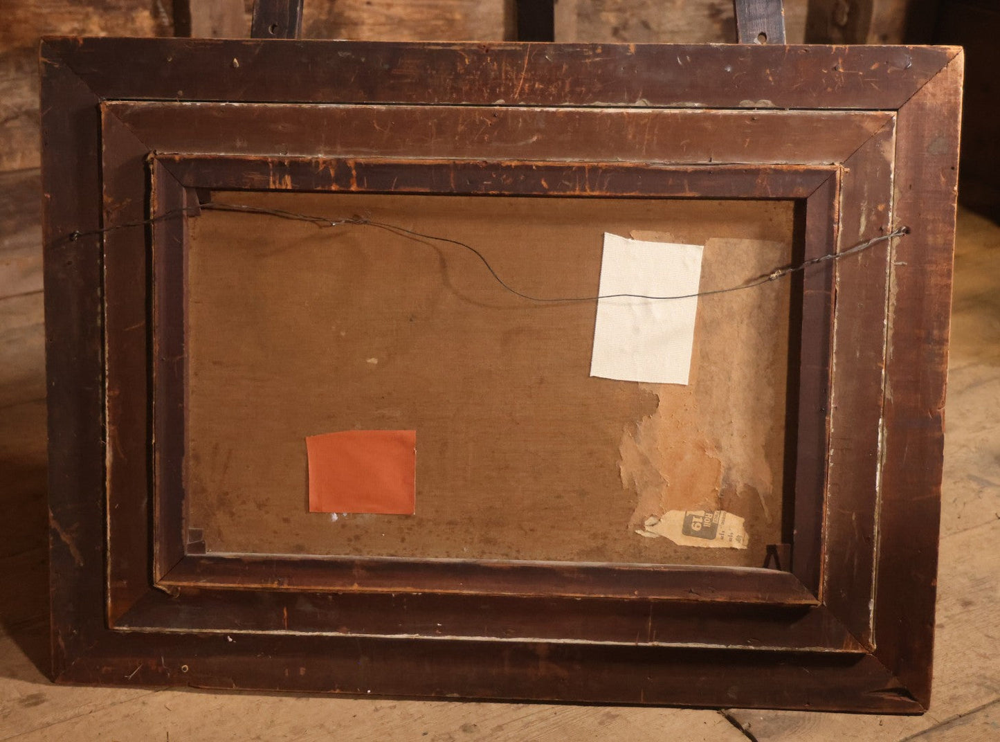 Antique Oil On Canvas Painting Titled "The Card Trick" After John George Brown, Little Boy Showing Off Card Trick To Young Friends, Artist Signed Lower Right, Illegible, In Ornate Frame With Title Plaque, Note Holes, Damage, 37-1/2" x 27-1/2"