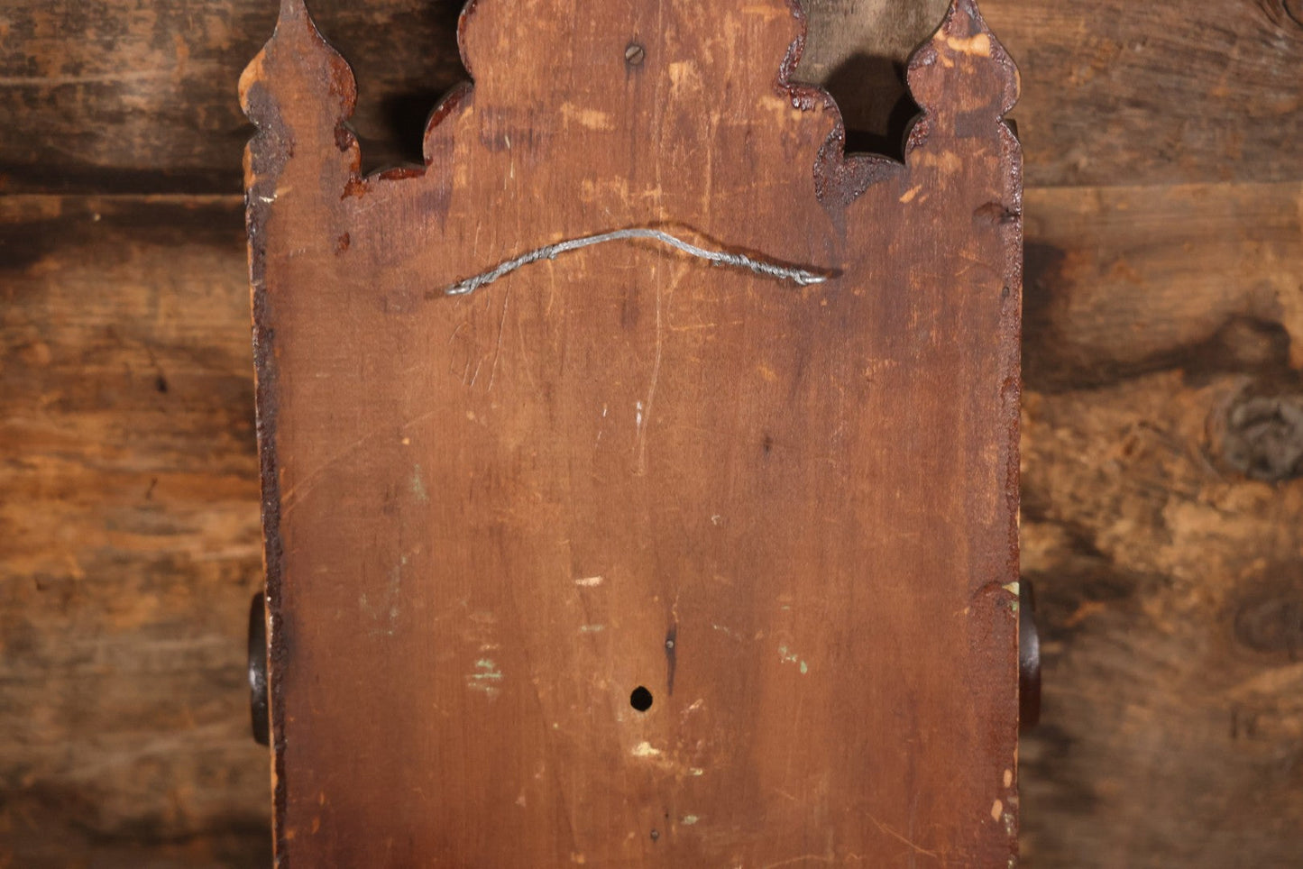 Antique Folk Art Genleman's Parlor Smoking Shelf, Hand Cut And Carved Wood Details, Initialed And Dated "H.P. 1922" At Top, Pipe, Smoking Tools, And Club Card Suite Carvings, Hinged Compartments, Mirror