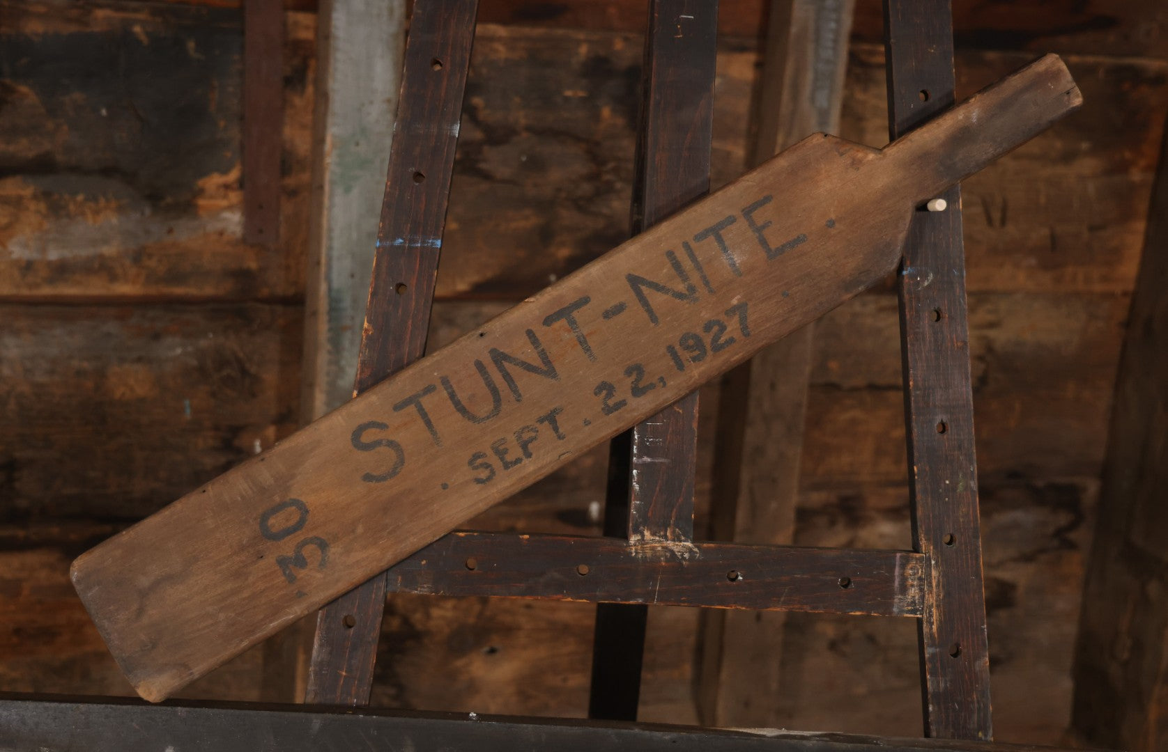Vintage "Stunt-Nite" College Fraternity Pledge Wooden Paddle, Dated September 22, 1927, Class Of 1930, Unknown University, 34" x 5"