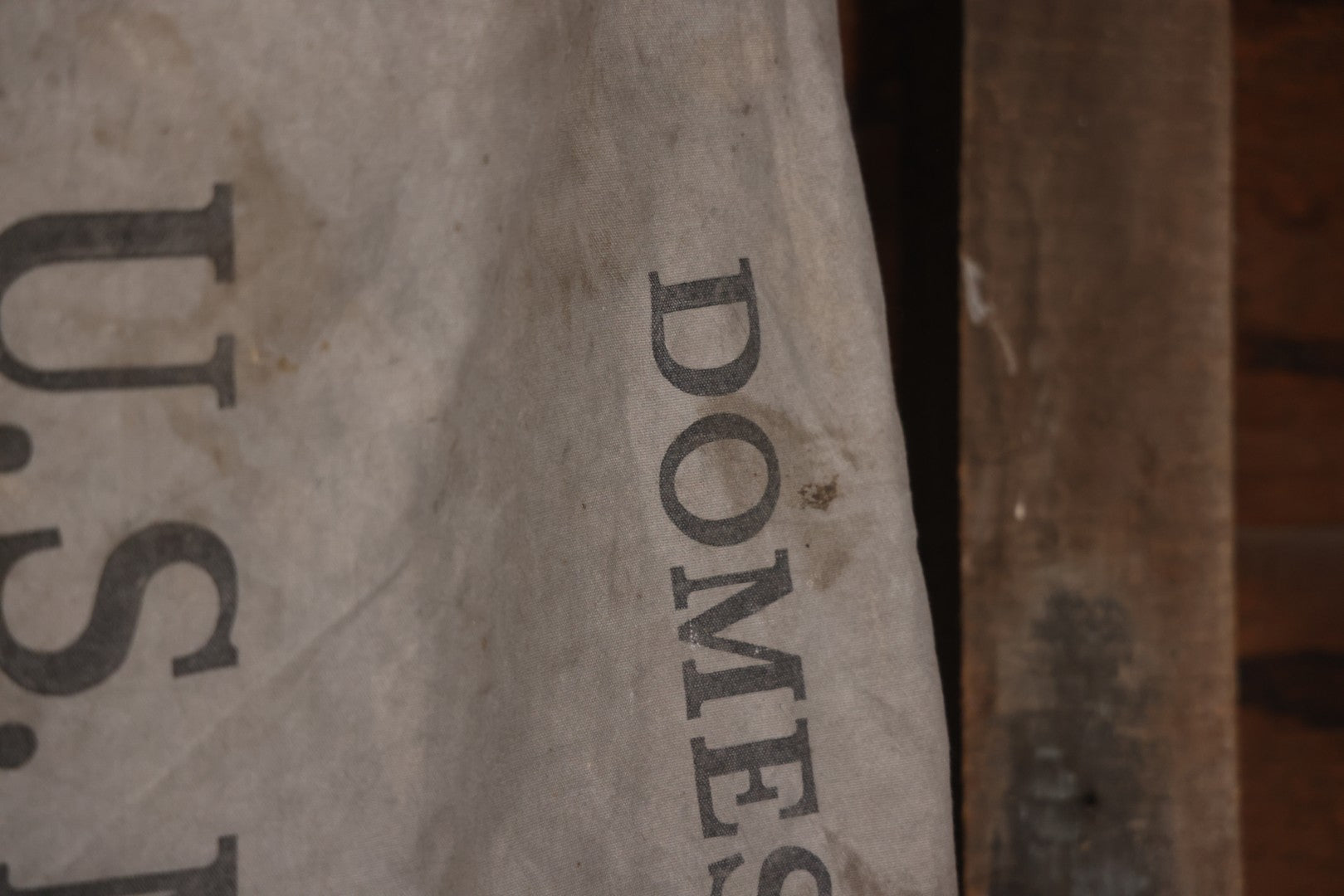 Vintage Mid-20th Century Heavy Canvas United States Domestic U.S. Mail Postal Service Sack Bag With Drawstring Closure