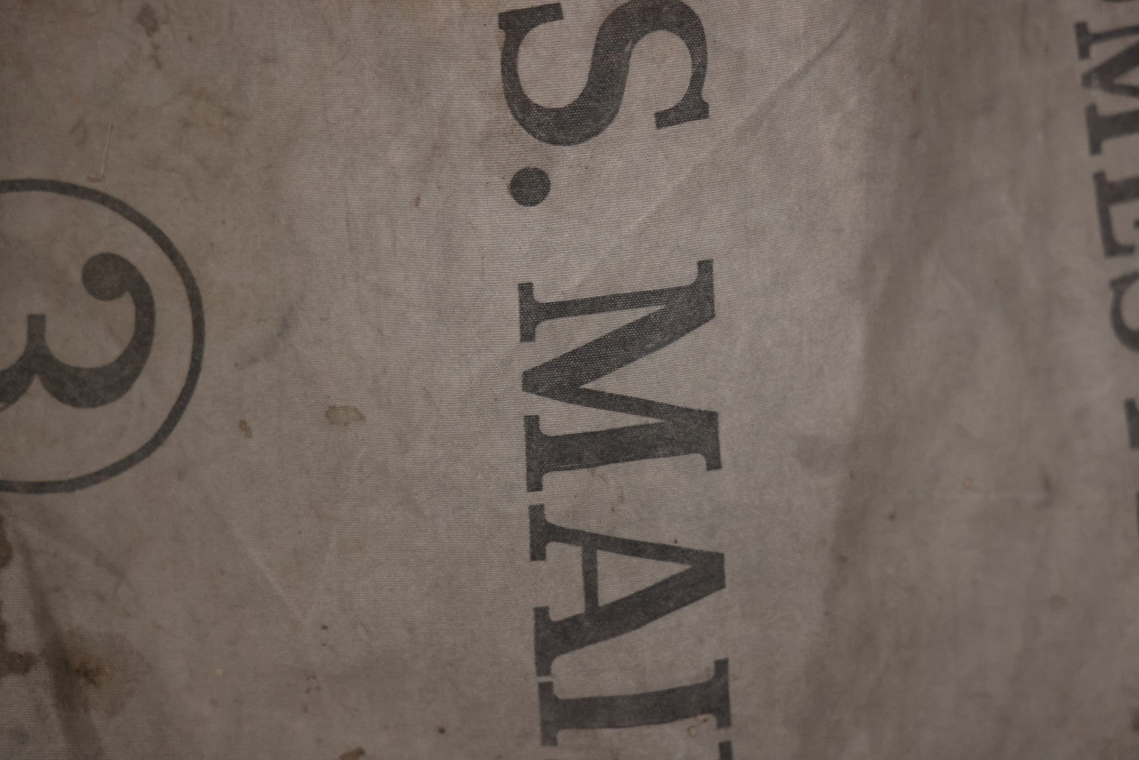 Vintage Mid-20th Century Heavy Canvas United States Domestic U.S. Mail Postal Service Sack Bag With Drawstring Closure