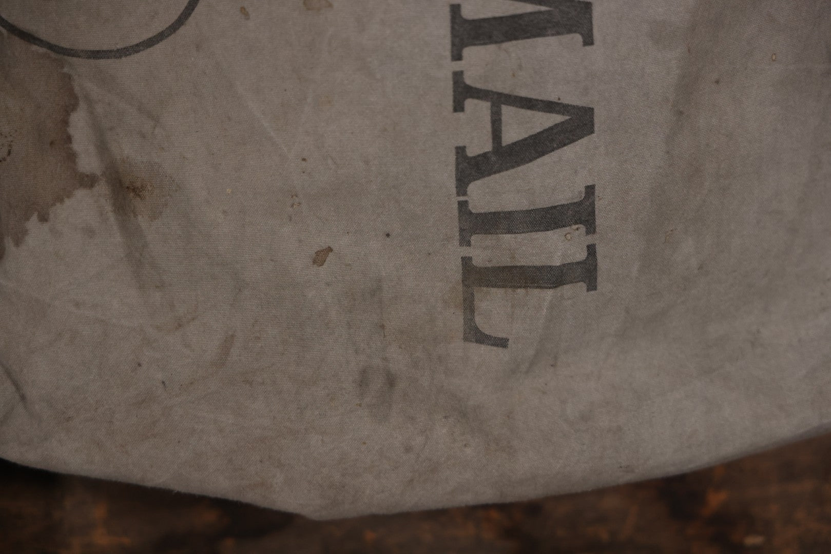 Vintage Mid-20th Century Heavy Canvas United States Domestic U.S. Mail Postal Service Sack Bag With Drawstring Closure