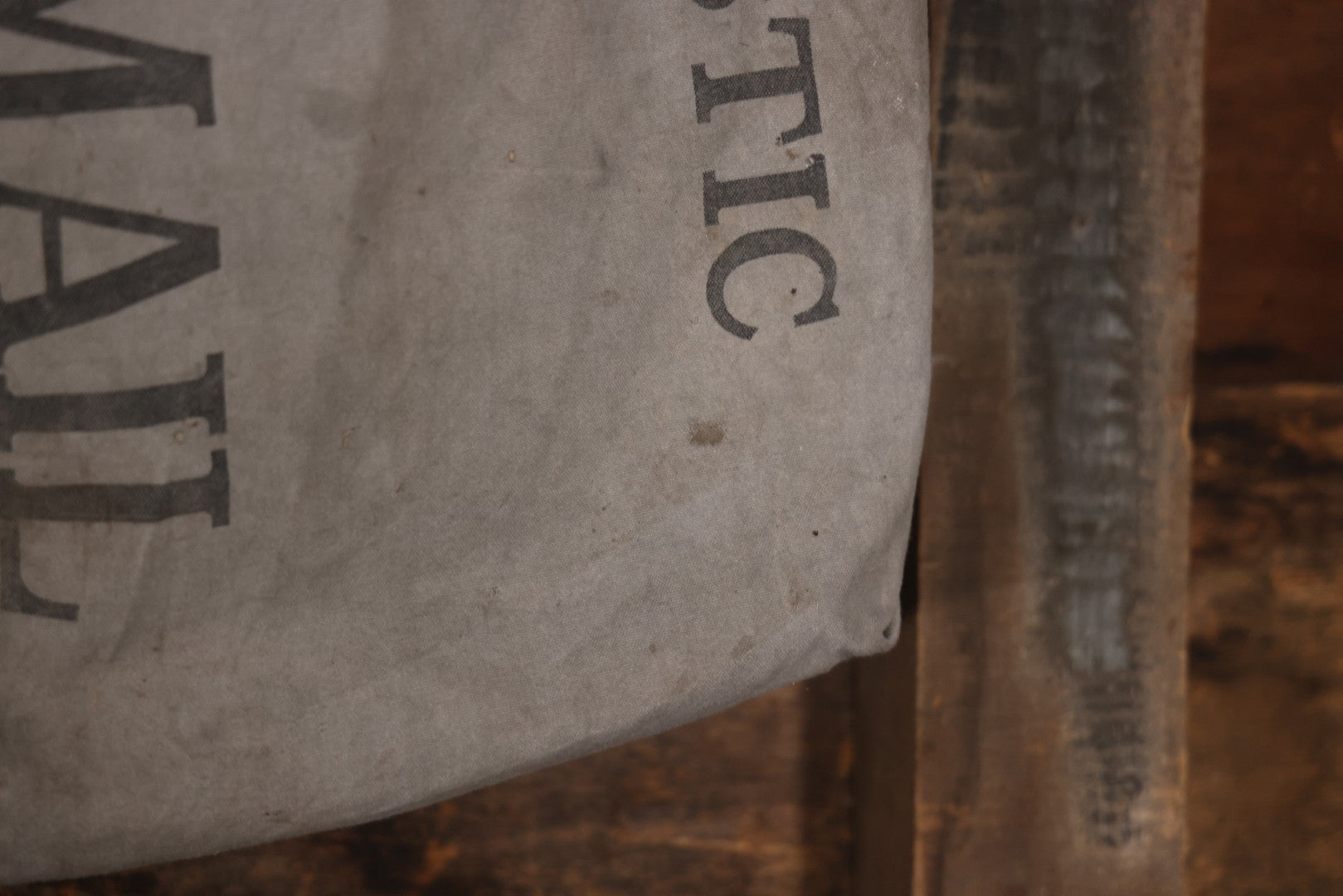 Vintage Mid-20th Century Heavy Canvas United States Domestic U.S. Mail Postal Service Sack Bag With Drawstring Closure