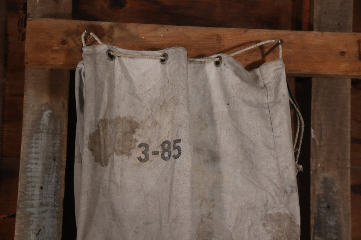 Vintage Mid-20th Century Heavy Canvas United States Domestic U.S. Mail Postal Service Sack Bag With Drawstring Closure