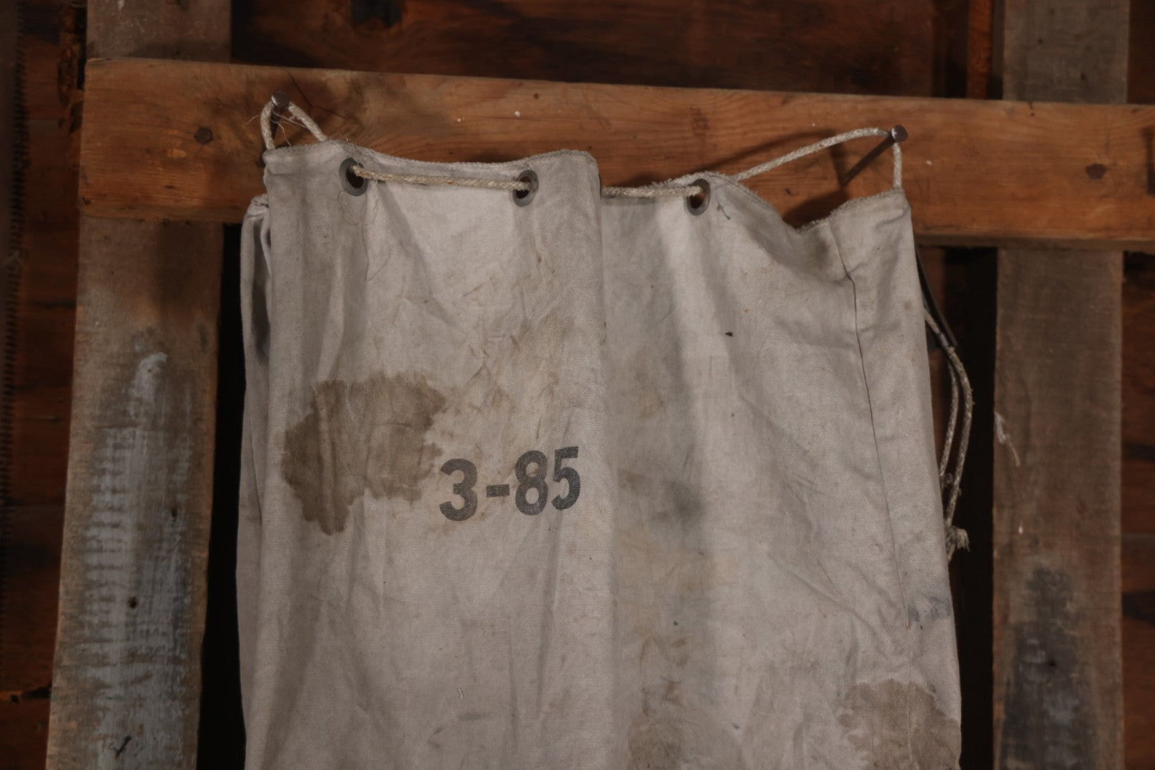 Vintage Mid-20th Century Heavy Canvas United States Domestic U.S. Mail Postal Service Sack Bag With Drawstring Closure