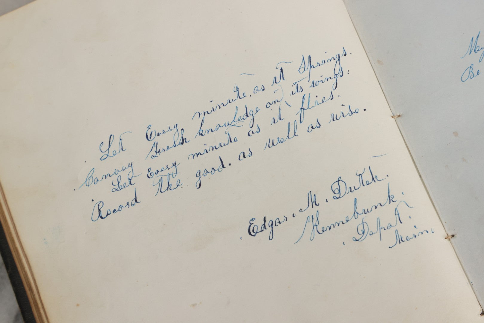 Lot 001 - Antique Album Of Remembrance, Containing 10+ Hair Mementos, Handwritten Notes And Signatures, Engravings, And Scraps, Belonged To Edith With Signatures From New Hampshire And Maine, 1860s