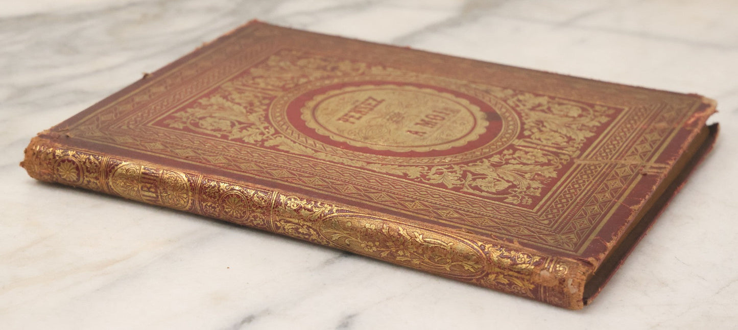 Lot 003 - Antique Victorian Autograph Album, "Pensez A Moi" ("Think Of Me"), Published By Leavitt & Allen, New York, Belonged Miss Frances "Frank" L. White, With Many Inscriptions And Poems, Several Full Page Engraved Plates, New Hampshire, 1862-1865
