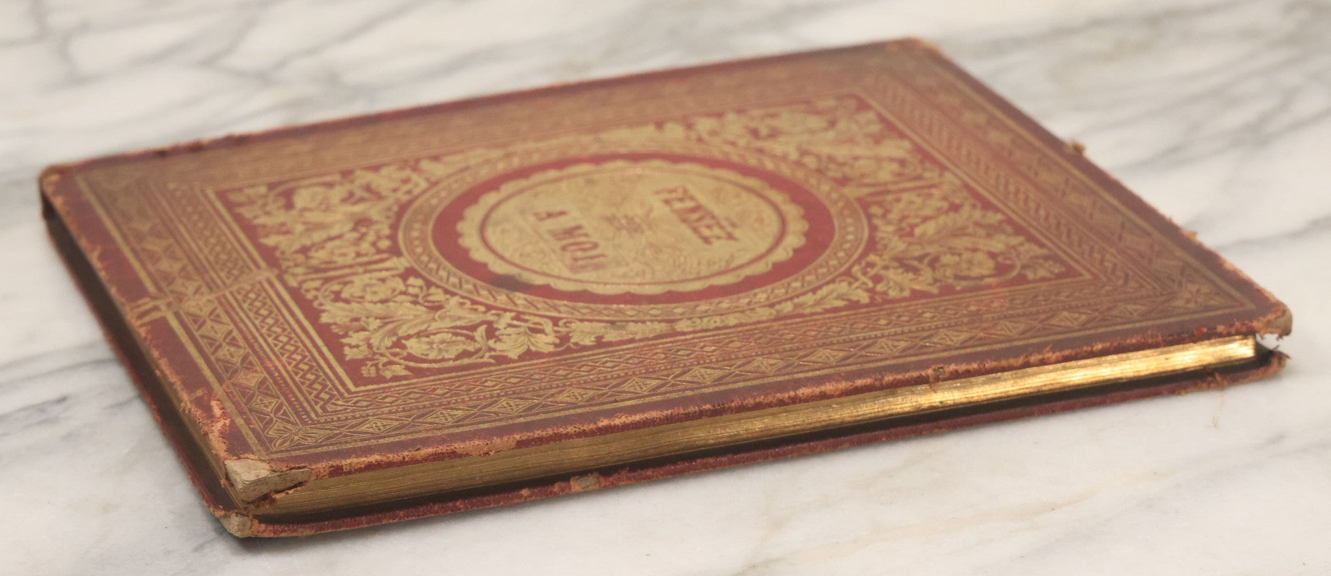 Lot 003 - Antique Victorian Autograph Album, "Pensez A Moi" ("Think Of Me"), Published By Leavitt & Allen, New York, Belonged Miss Frances "Frank" L. White, With Many Inscriptions And Poems, Several Full Page Engraved Plates, New Hampshire, 1862-1865