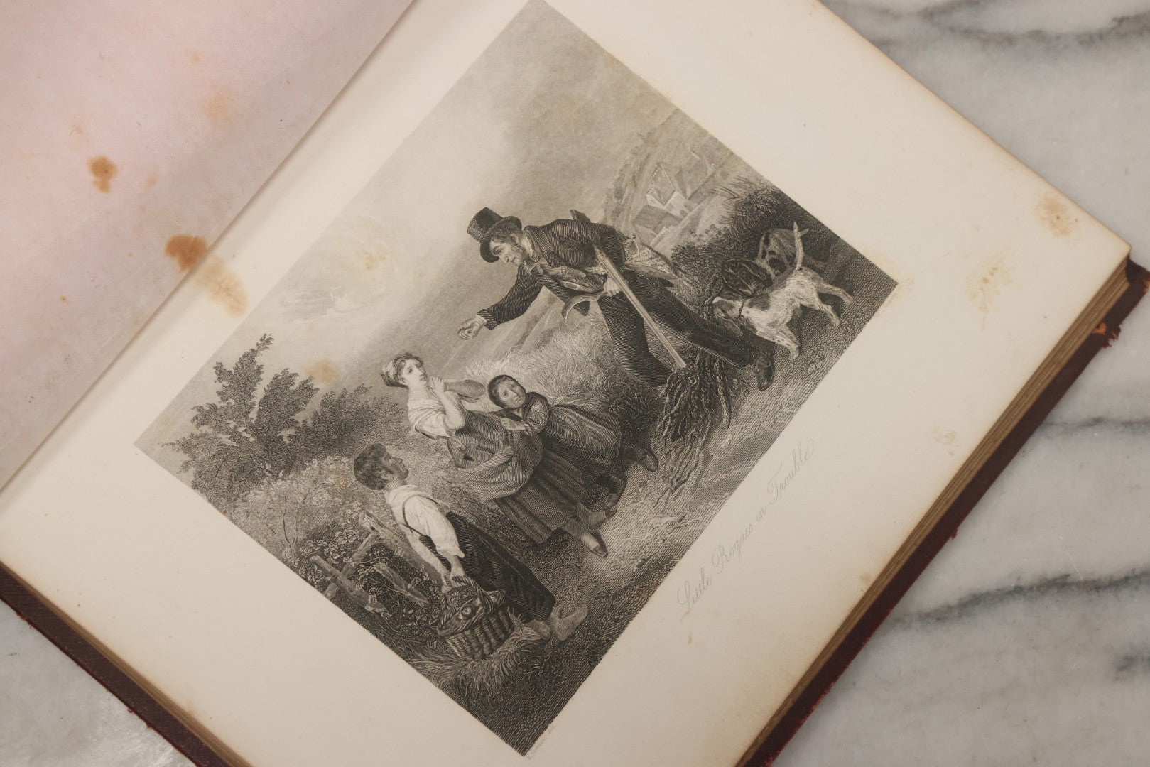 Lot 003 - Antique Victorian Autograph Album, "Pensez A Moi" ("Think Of Me"), Published By Leavitt & Allen, New York, Belonged Miss Frances "Frank" L. White, With Many Inscriptions And Poems, Several Full Page Engraved Plates, New Hampshire, 1862-1865