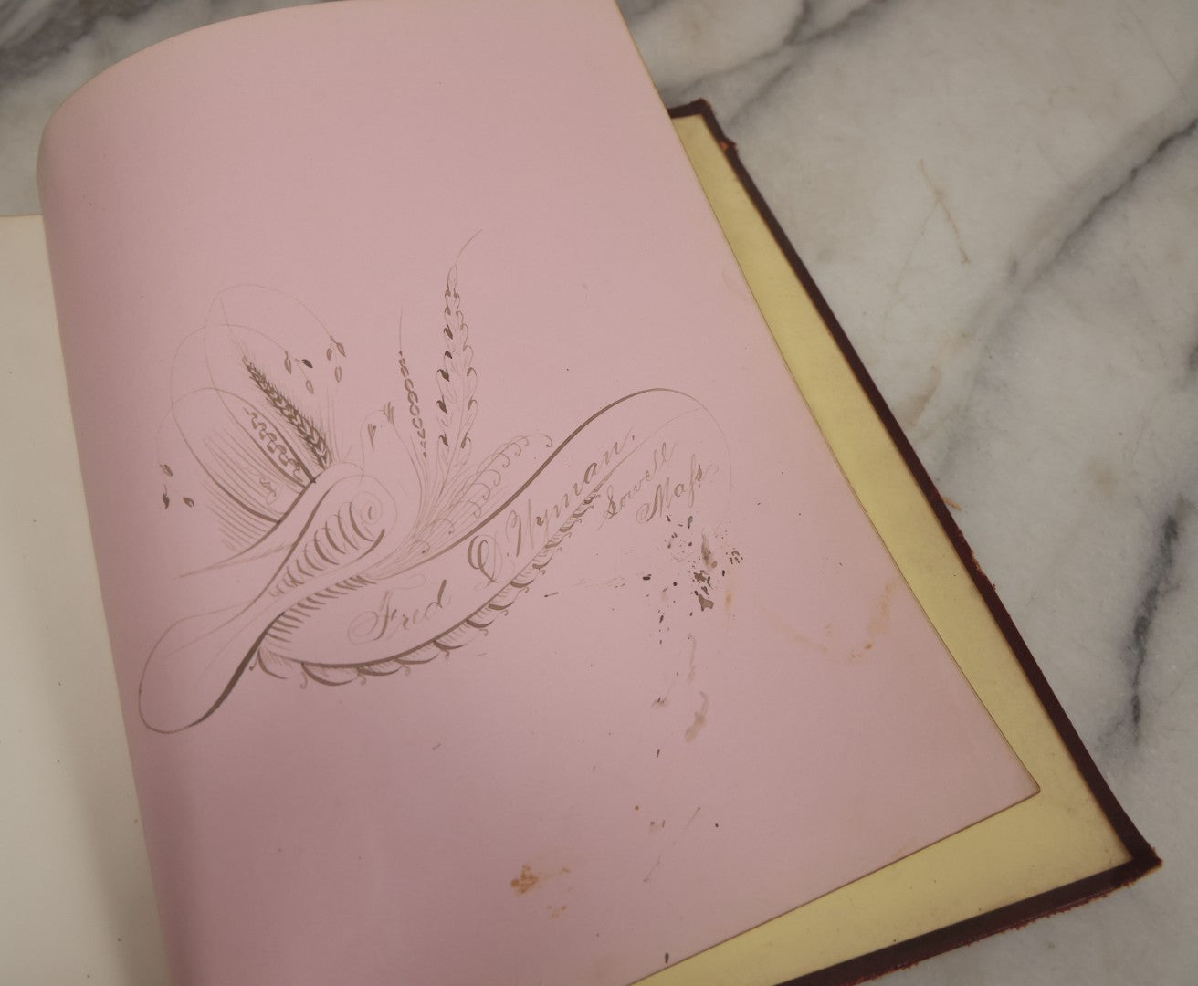 Lot 003 - Antique Victorian Autograph Album, "Pensez A Moi" ("Think Of Me"), Published By Leavitt & Allen, New York, Belonged Miss Frances "Frank" L. White, With Many Inscriptions And Poems, Several Full Page Engraved Plates, New Hampshire, 1862-1865