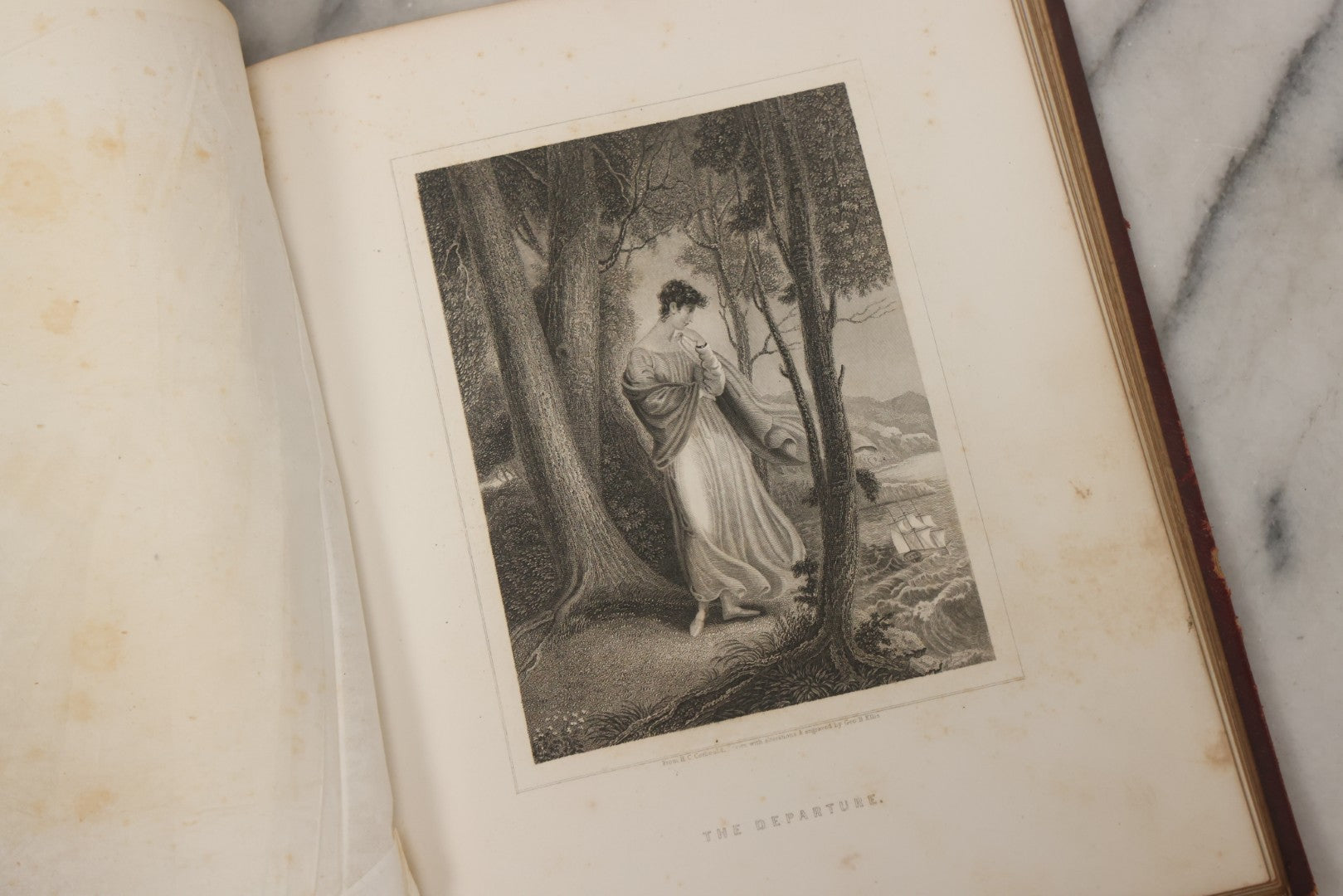 Lot 003 - Antique Victorian Autograph Album, "Pensez A Moi" ("Think Of Me"), Published By Leavitt & Allen, New York, Belonged Miss Frances "Frank" L. White, With Many Inscriptions And Poems, Several Full Page Engraved Plates, New Hampshire, 1862-1865