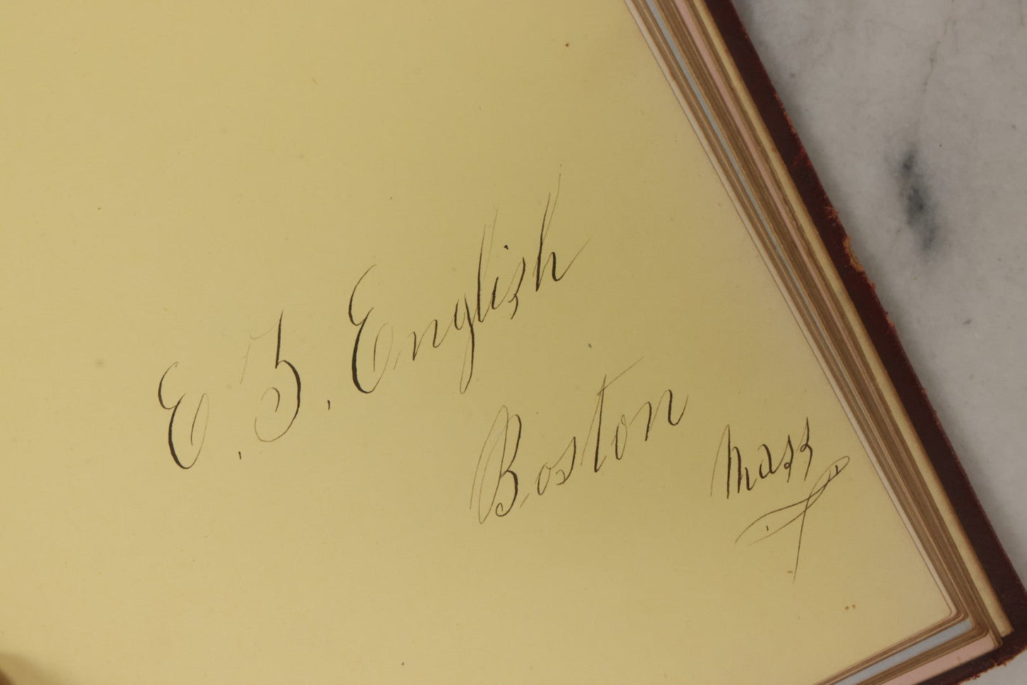 Lot 003 - Antique Victorian Autograph Album, "Pensez A Moi" ("Think Of Me"), Published By Leavitt & Allen, New York, Belonged Miss Frances "Frank" L. White, With Many Inscriptions And Poems, Several Full Page Engraved Plates, New Hampshire, 1862-1865
