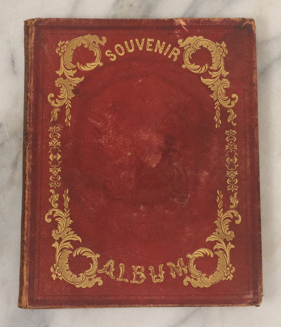 Lot 004 - Antique Victorian Autograph Souvenir Album, Published By J.C. Riker, New York, Presented To Sarah E. Wood By Her Friend D.A. Manter, With Many Inscriptions And Poems, Several Full Page Engraved Plates, New Hampshire, 1849-1885