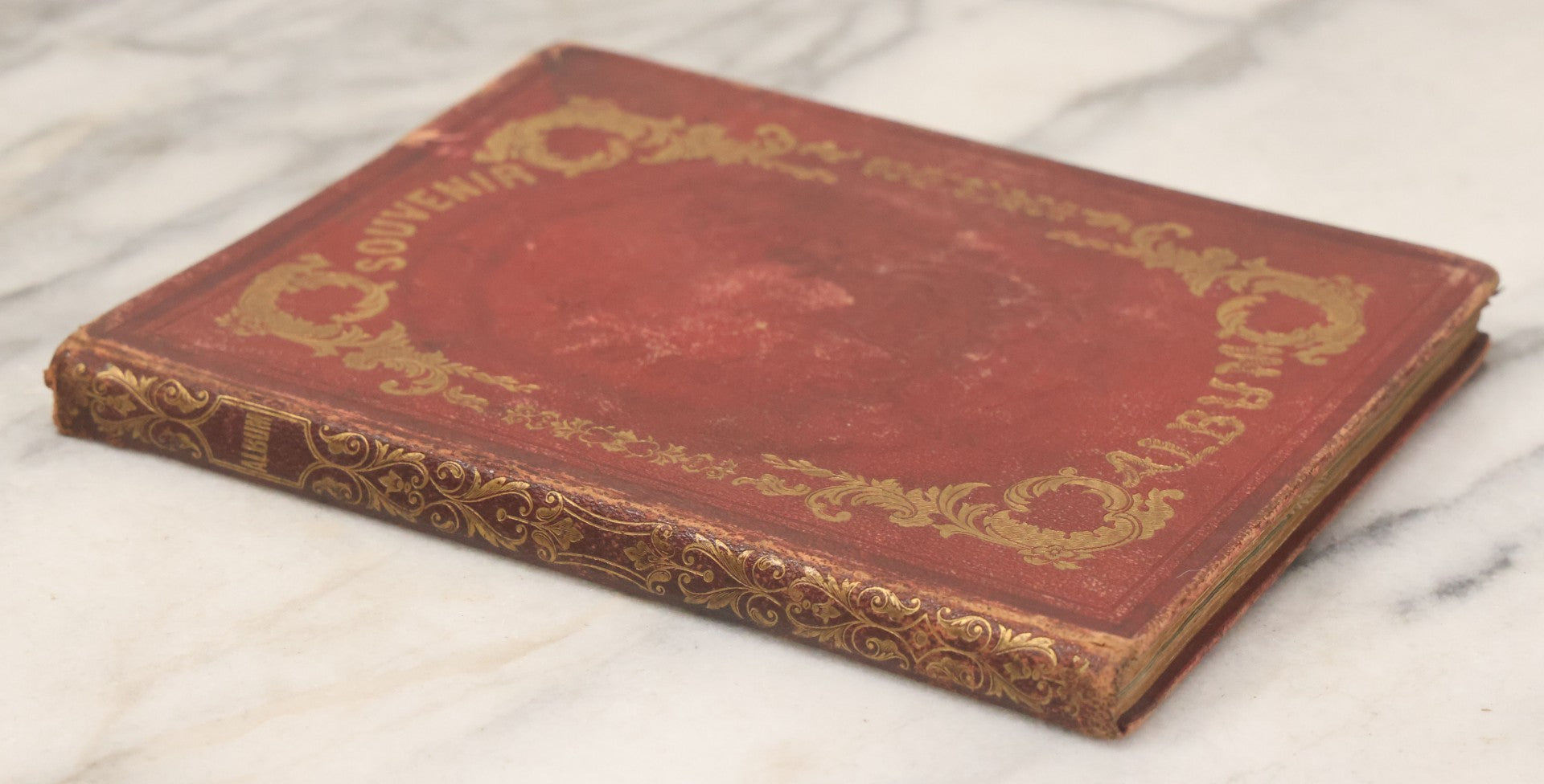 Lot 004 - Antique Victorian Autograph Souvenir Album, Published By J.C. Riker, New York, Presented To Sarah E. Wood By Her Friend D.A. Manter, With Many Inscriptions And Poems, Several Full Page Engraved Plates, New Hampshire, 1849-1885