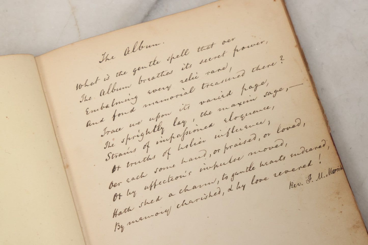 Lot 004 - Antique Victorian Autograph Souvenir Album, Published By J.C. Riker, New York, Presented To Sarah E. Wood By Her Friend D.A. Manter, With Many Inscriptions And Poems, Several Full Page Engraved Plates, New Hampshire, 1849-1885