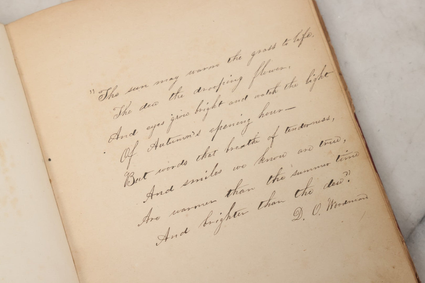 Lot 004 - Antique Victorian Autograph Souvenir Album, Published By J.C. Riker, New York, Presented To Sarah E. Wood By Her Friend D.A. Manter, With Many Inscriptions And Poems, Several Full Page Engraved Plates, New Hampshire, 1849-1885