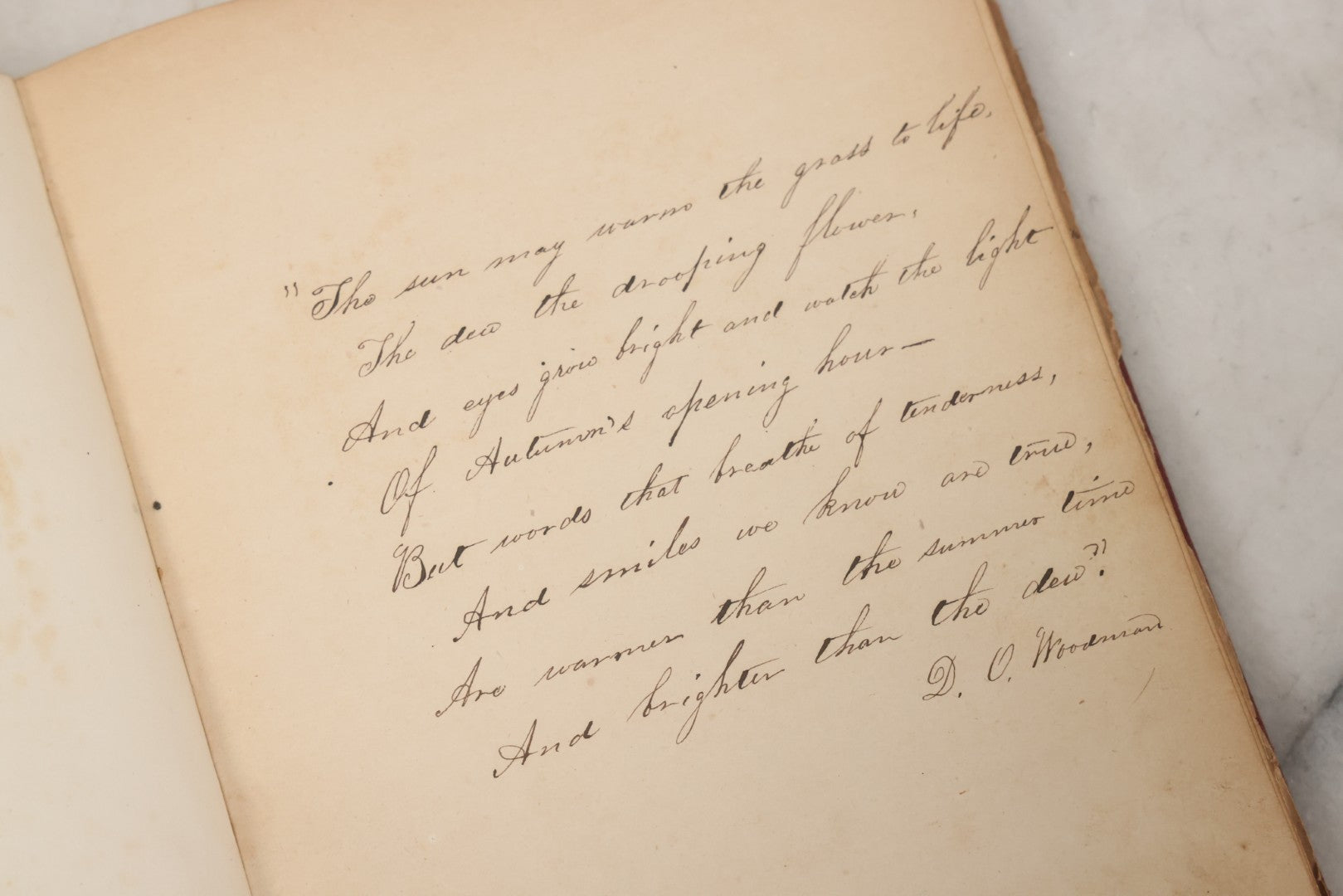 Lot 004 - Antique Victorian Autograph Souvenir Album, Published By J.C. Riker, New York, Presented To Sarah E. Wood By Her Friend D.A. Manter, With Many Inscriptions And Poems, Several Full Page Engraved Plates, New Hampshire, 1849-1885
