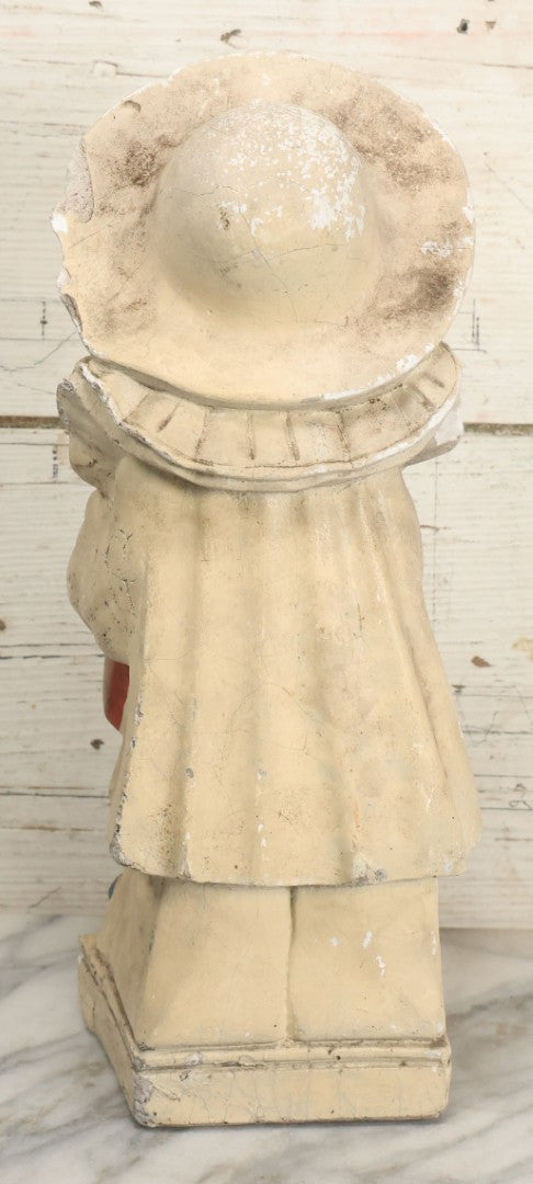 Lot 082 - Vintage Chalkware Pierrot Clown Bar Back Advertising Statue For French Liqueur Cointreau, Note Chips, Losses, 14-1/2" H