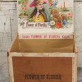 Lot 097 - Antique Wooden Cigar Box With Lithographed Label For Flower Of Florida Cigars, With Woman In Pink Hat & Lighthouse Graphics On External And Internal Labels, Paper Label From Milliken Tomlinson Company, Portland, Maine