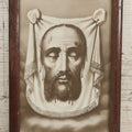 Lot 100 - Antique Veil Of Veronica Religious Print With Crying Jesus Christ On Shroud, In Original Frame, 5-1/2" x 8-1/4"