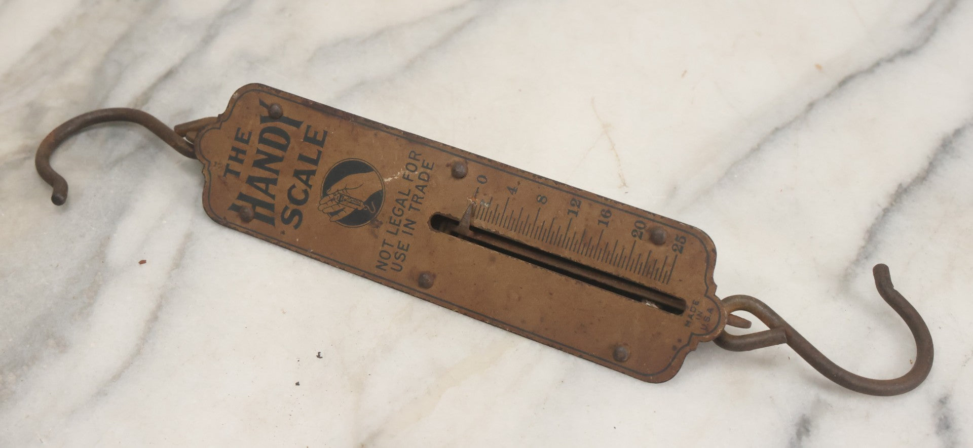 Lot 110 - Antique "The Handy Scale" Hanging Metal Scale, With Hand Graphics, Made In U.S.A.