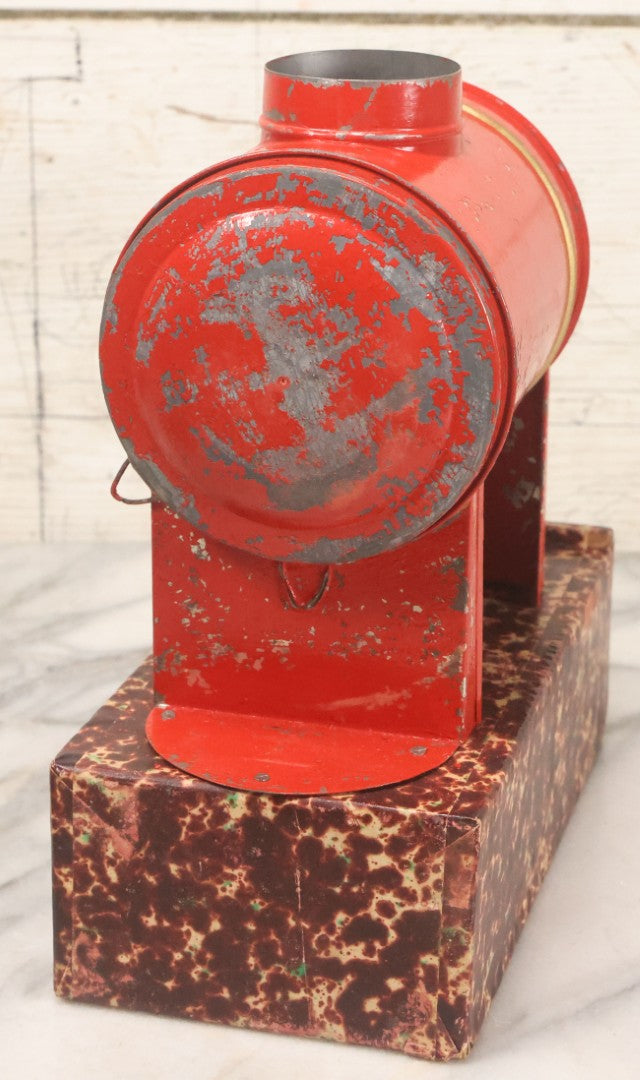 Lot 005 - Antique Magic Lantern Projector In Original Box With Eleven Slides, On Base With Storage Compartment, Original Paper Label Instructions, By Ernst Plank Company, Nuremberg, Germany, Note Missing Metal Chimney