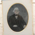 Lot 123 - Antique Full Plate Tintype Of Stately Looking Man With White Hair, Hand Painted Details, With Original Mat And Wood Backing, Glass Covering, No Frame, As Found, 8" x 10"