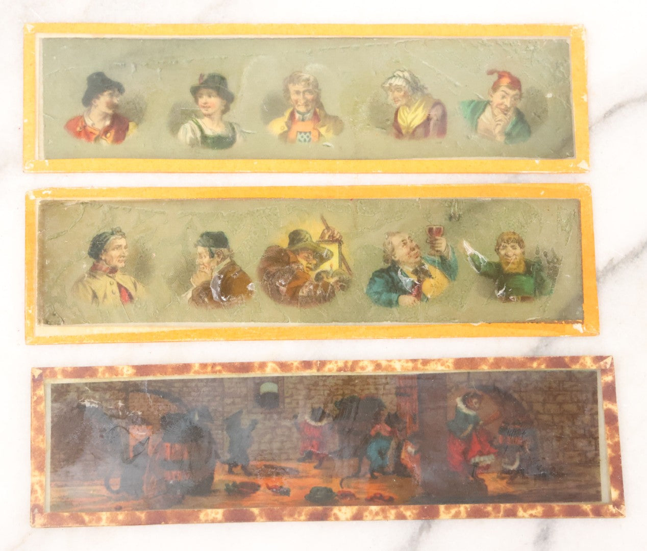 Lot 005 - Antique Magic Lantern Projector In Original Box With Eleven Slides, On Base With Storage Compartment, Original Paper Label Instructions, By Ernst Plank Company, Nuremberg, Germany, Note Missing Metal Chimney