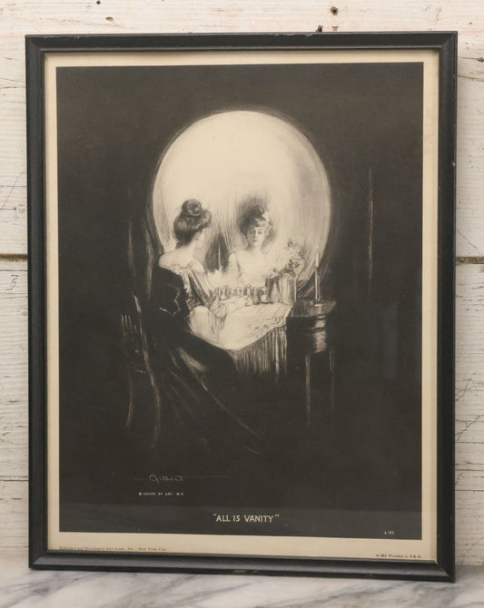 Lot 007 - Vintage "All Is Vanity" Metamorphic Skull Print, Illustrated By Charles Allan Gilbert, Published By Art-Lore, Inc., New York City, After House Of Art, N.Y., In Frame, 11-3/4" x 14-3/4"
