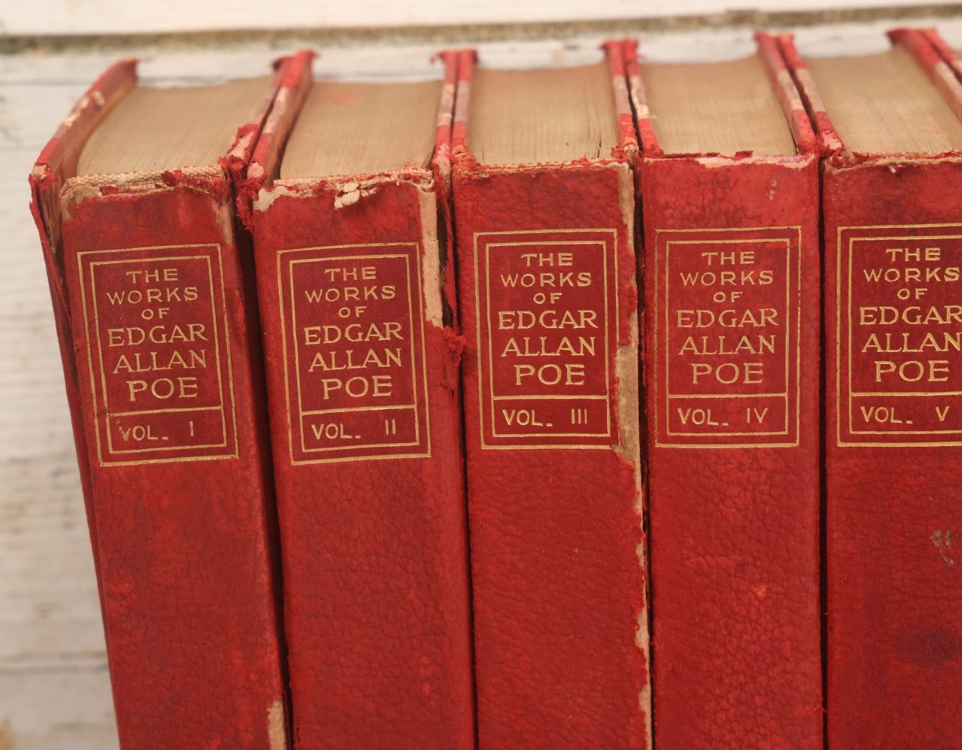 Lot 011 - Antique Ten Volume Book Set, The Complete Works Of Edgar Allan Poe, Illustrated, Copyright 1908, By The Werner Company, Akron, Ohio, Library Edition