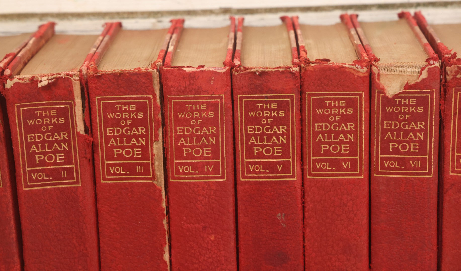 Lot 011 - Antique Ten Volume Book Set, The Complete Works Of Edgar Allan Poe, Illustrated, Copyright 1908, By The Werner Company, Akron, Ohio, Library Edition