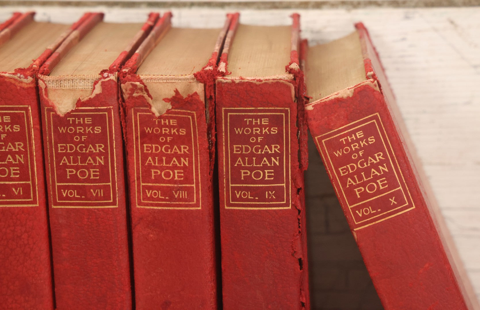 Lot 011 - Antique Ten Volume Book Set, The Complete Works Of Edgar Allan Poe, Illustrated, Copyright 1908, By The Werner Company, Akron, Ohio, Library Edition