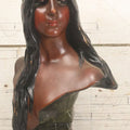 Lot 021 - Antique Art Nouveau Chalkware Bust Statue Of Diana / Diane, Roman Goddess Of The Moon And The Hunt, After Emmanuel Villanis (French, 1858-1914), Note Chipping, Losses, 15-3/4" H