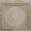 Lot 033 - Antique White Ceramic Wall Plaque Featuring A Guardian Angel Carrying Two Babies, With An Owl In Flight In The Background, 6-7/8" Sides