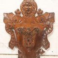 Lot 043 - Antique Hand Carved Black Forest Style Wall Pocket Plaque With Greenman Face Motif, Likely European, Baroque And Rococo Influenced Design, 8-3/4" x 11-7/8"