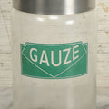 Lot 073 - Vintage Medical Doctor's Office Gauze Glass Jar With Green Label And Lid, Manufactured By Profex, U.S.A.
