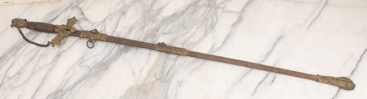 Lot 002 - Antique Fraternal "Select Knight" Masonic Ceremonial Presentation Sword, With Skeleton Hand, Eagle, And Axes Motifs, Manufactured By Parson And Co. St. Louis Missouri