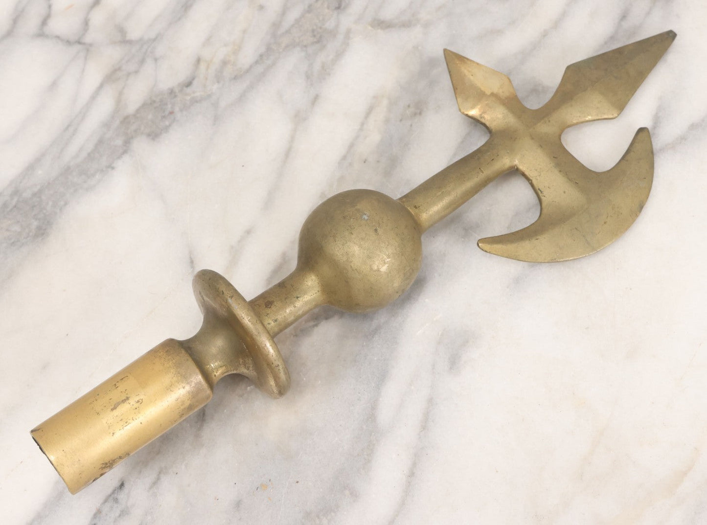 Lot 003 - Antique Solid Brass Fraternal Axe Shaped Flagpole Topper
