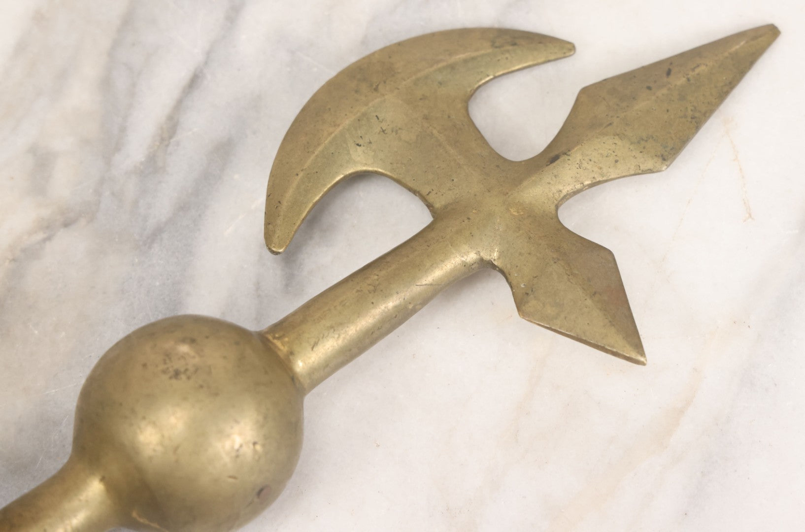 Lot 003 - Antique Solid Brass Fraternal Axe Shaped Flagpole Topper