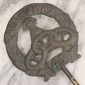 Lot 004 - Vintage Odd Fellows I.O.O.F. Aurora Lodge No. 49 Grave Marker And Flag Holder With All Seeing Eye And Three Links F.L.T. Motif, F.L.T. With Pointed Arrow Spike, Overall Length 35-1/4"