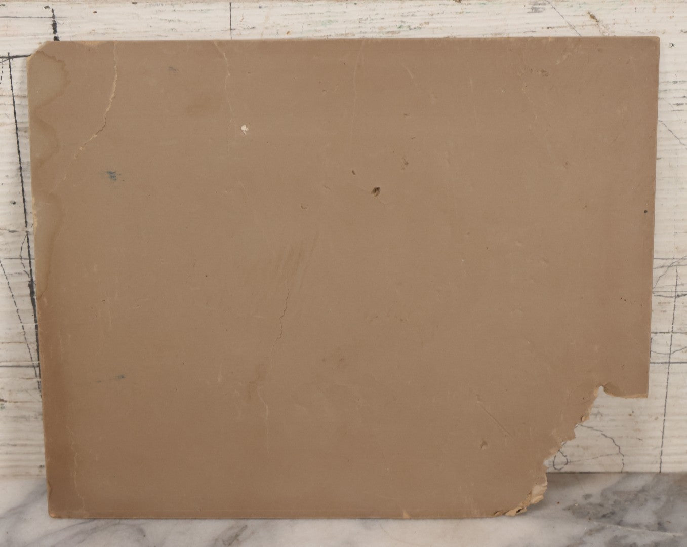 Lot 084 - Antique Boarded Photograph Of Bowling Team Of Five Men Posing With Three Bowling Pins And Bowling Ball, Note Loss To Lower Left Corner, Hole To Left Of Center Mans Head