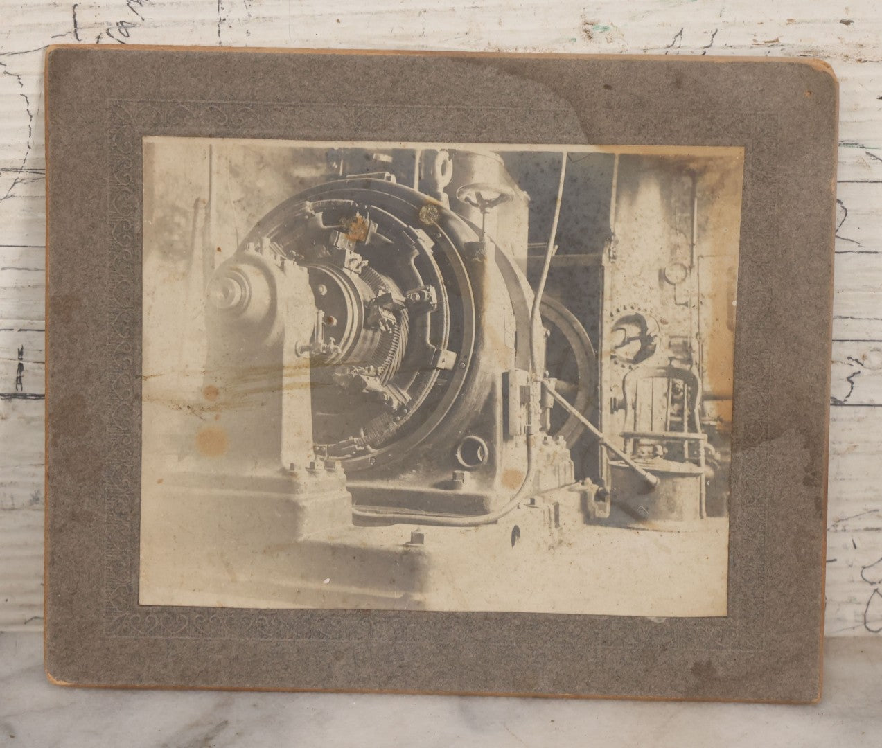 Lot 088 - Antique Boarded Photograph Of Industrial Machinery, Likely A Boiler Or Electrical Room