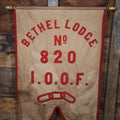 Lot 001 - Antique Odd Fellows I.O.O.F. Bethel Lodge No. 820, Pennsylvania, Hand Stitched Double Sided Banner With Three Links Symbol, Note Heavy Wear