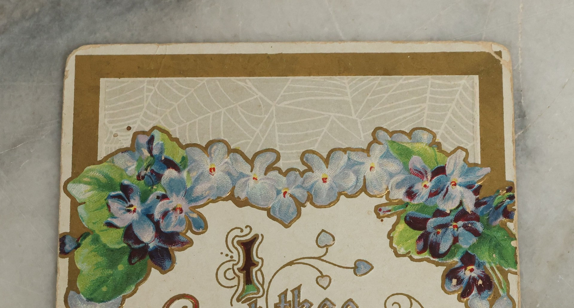 Lot 099 - Antique Embossed Valentines Postcard With Spider Web Design, "I Greet Thee, Valentine" Postmarked 1911