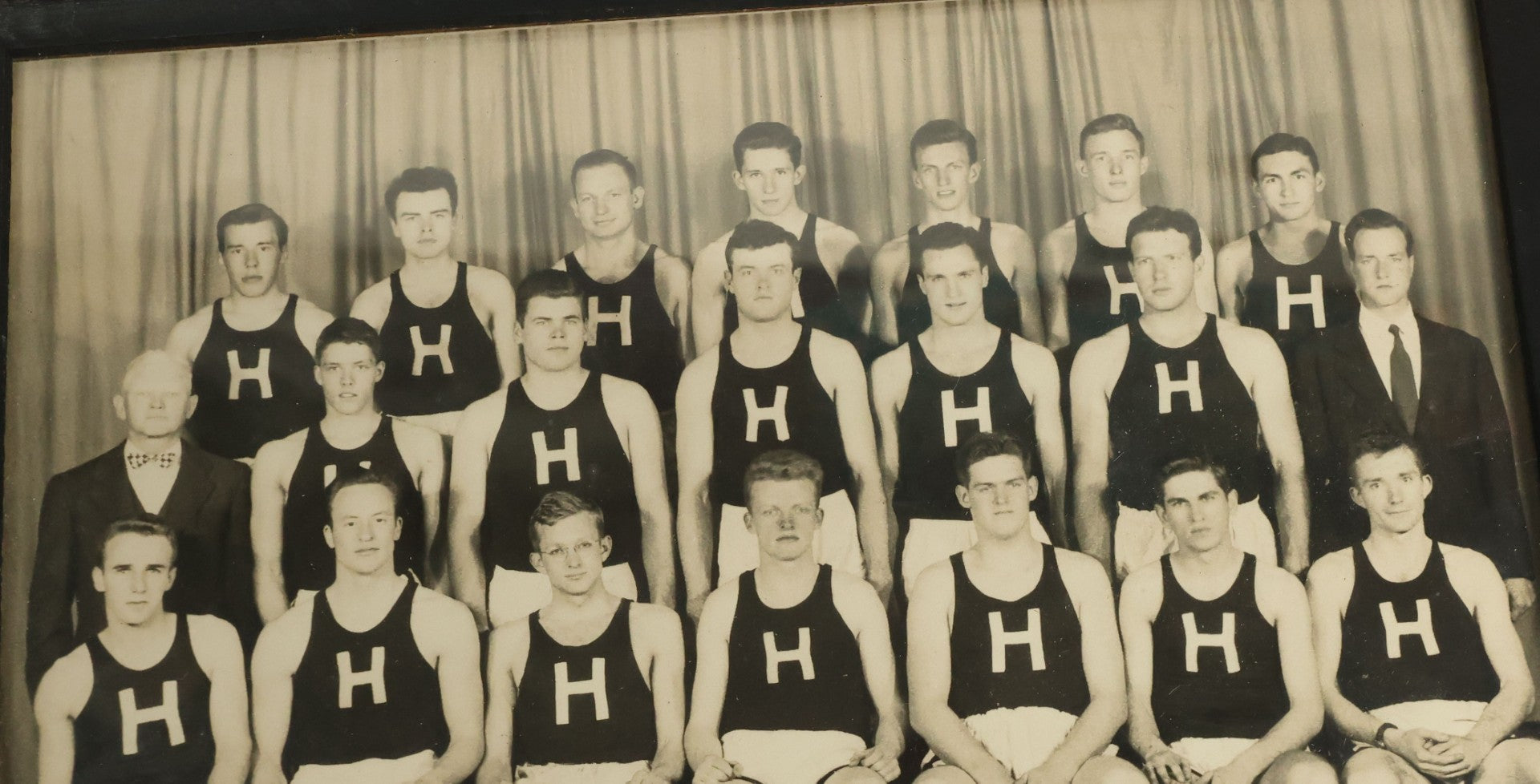 Lot 111 - Vintage Framed Photograph Of A College Track Team, Dated 1948, With Extensive Identification On Verso, 10" x 8-1/2"