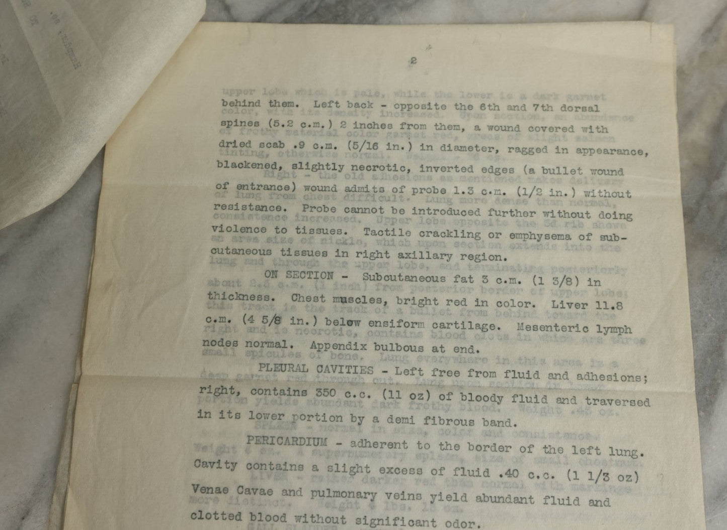 Lot 115 - Two Piece Ephemera Grouping Including Typewritten Medical Examiners Autopsy Report Of A Violent Death, Addressed To District Attorney Stephen S. Taft, Springfield, Massachusetts, Signed Everett A. Bates, Dated 1910, And Blank Death Certificate