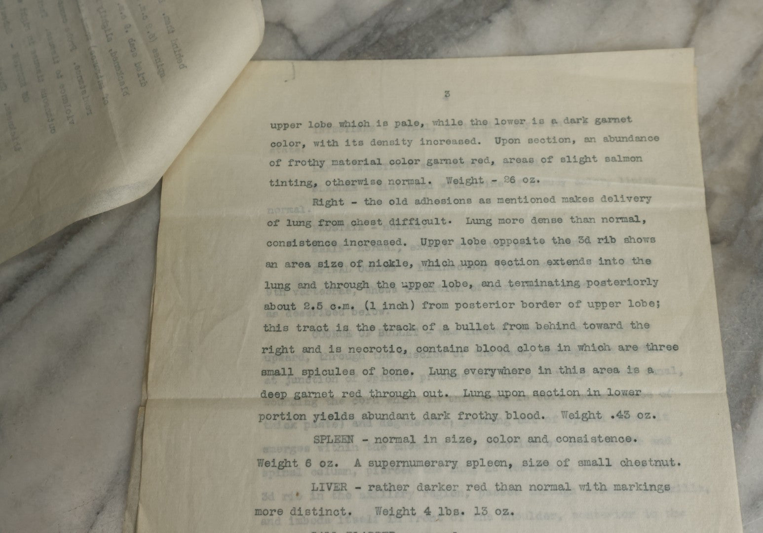 Lot 115 - Two Piece Ephemera Grouping Including Typewritten Medical Examiners Autopsy Report Of A Violent Death, Addressed To District Attorney Stephen S. Taft, Springfield, Massachusetts, Signed Everett A. Bates, Dated 1910, And Blank Death Certificate