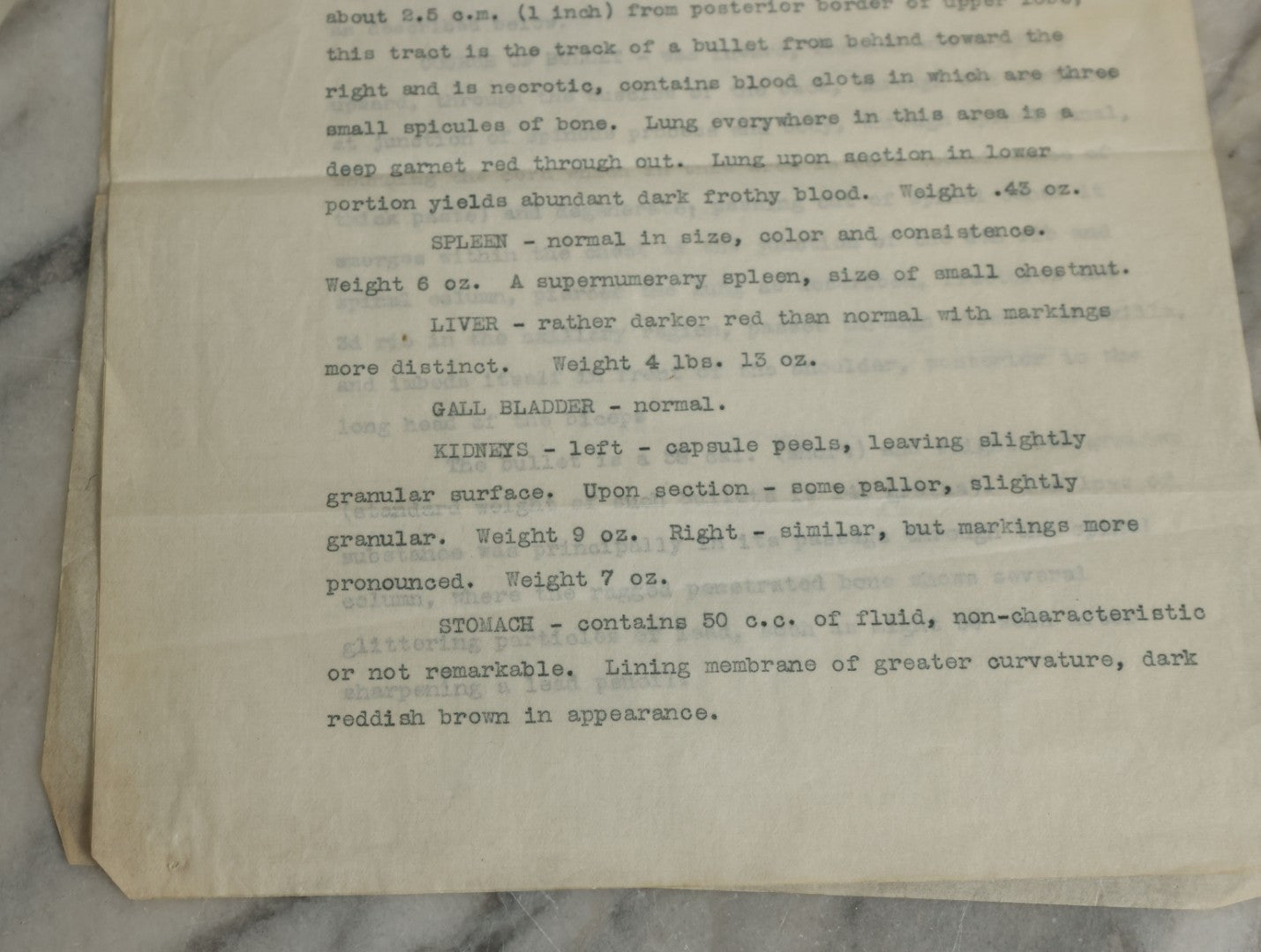 Lot 115 - Two Piece Ephemera Grouping Including Typewritten Medical Examiners Autopsy Report Of A Violent Death, Addressed To District Attorney Stephen S. Taft, Springfield, Massachusetts, Signed Everett A. Bates, Dated 1910, And Blank Death Certificate