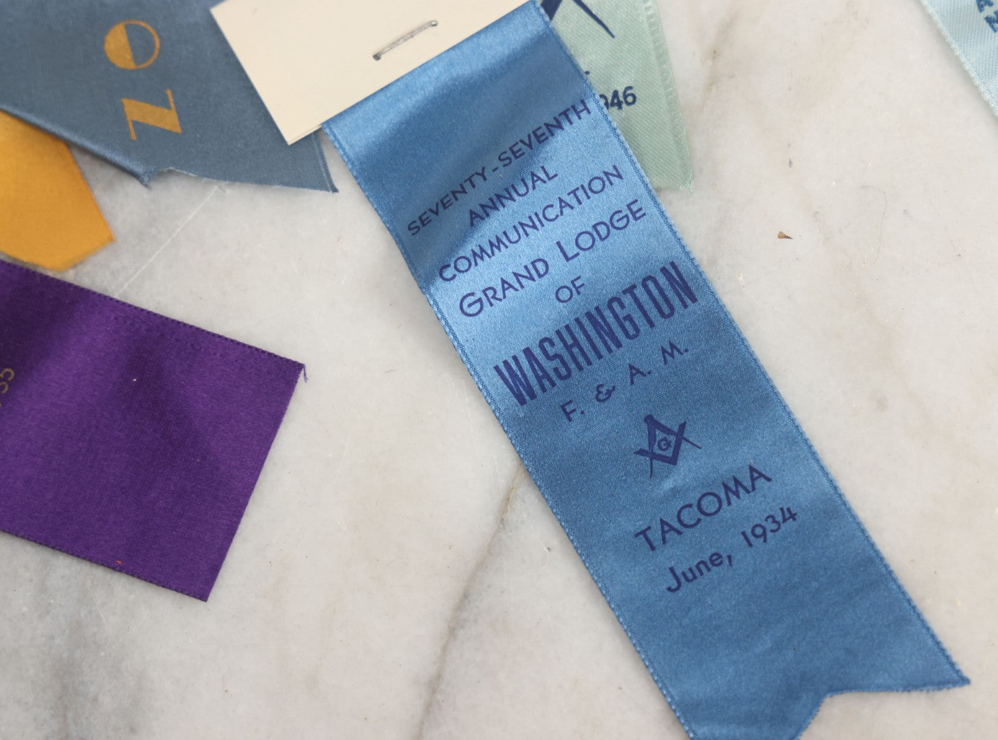 Lot 126 - Grouping Of Sixteen Vintage Freemasons Masonic Ribbons And Badges, Mostly From Grand Lodge Of Washington, Circa 1930-1950
